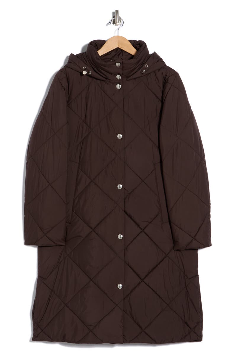 Sam Edelman Hooded Long Quilted Puffer Jacket, Alternate, color, Cafe Noir