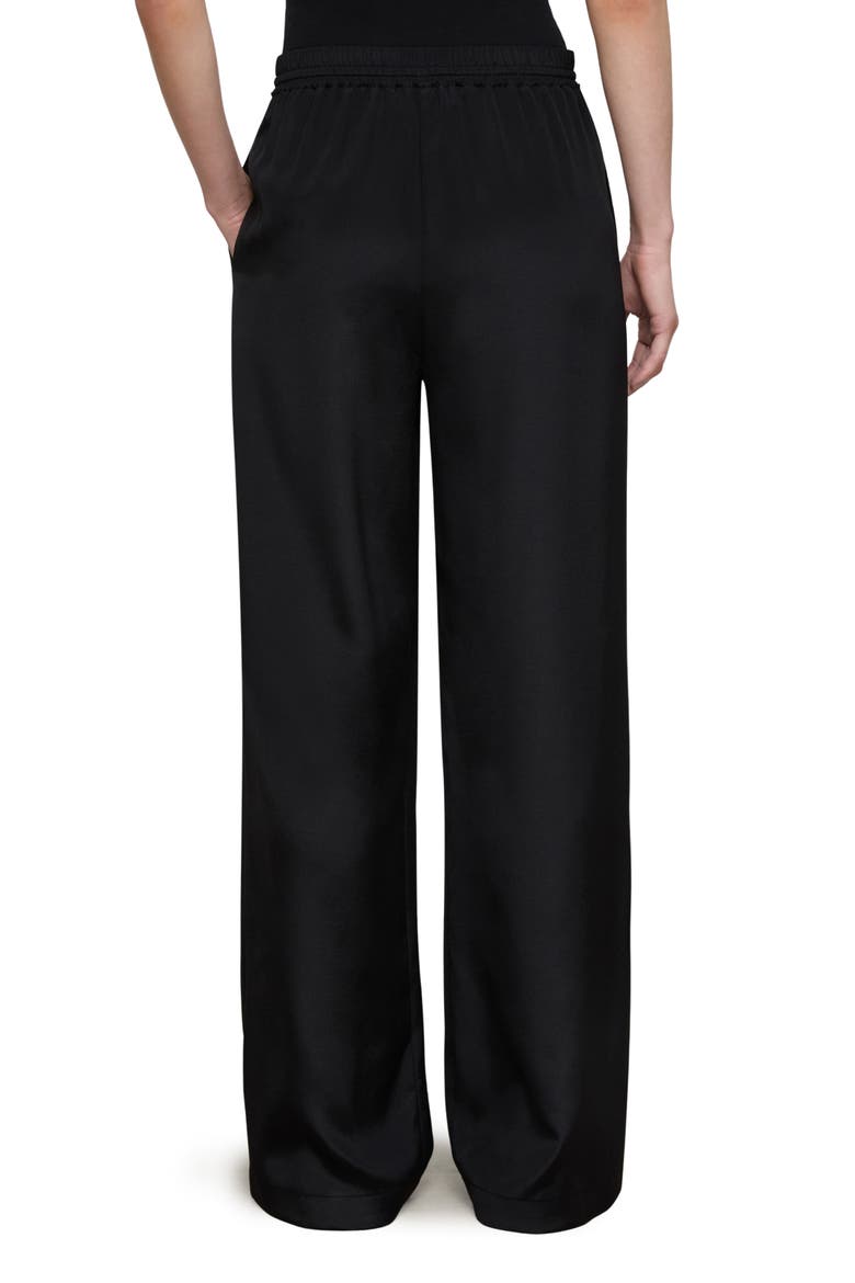 Penn Stretch Silk Wide Leg Pants, Alternate, color, BLACK