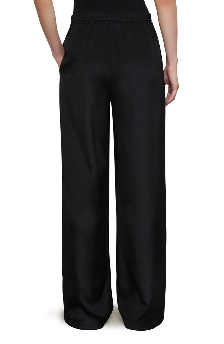 Lafayette 148 New York Penn Stretch Silk Wide Leg Pants, Alternate, color, Black