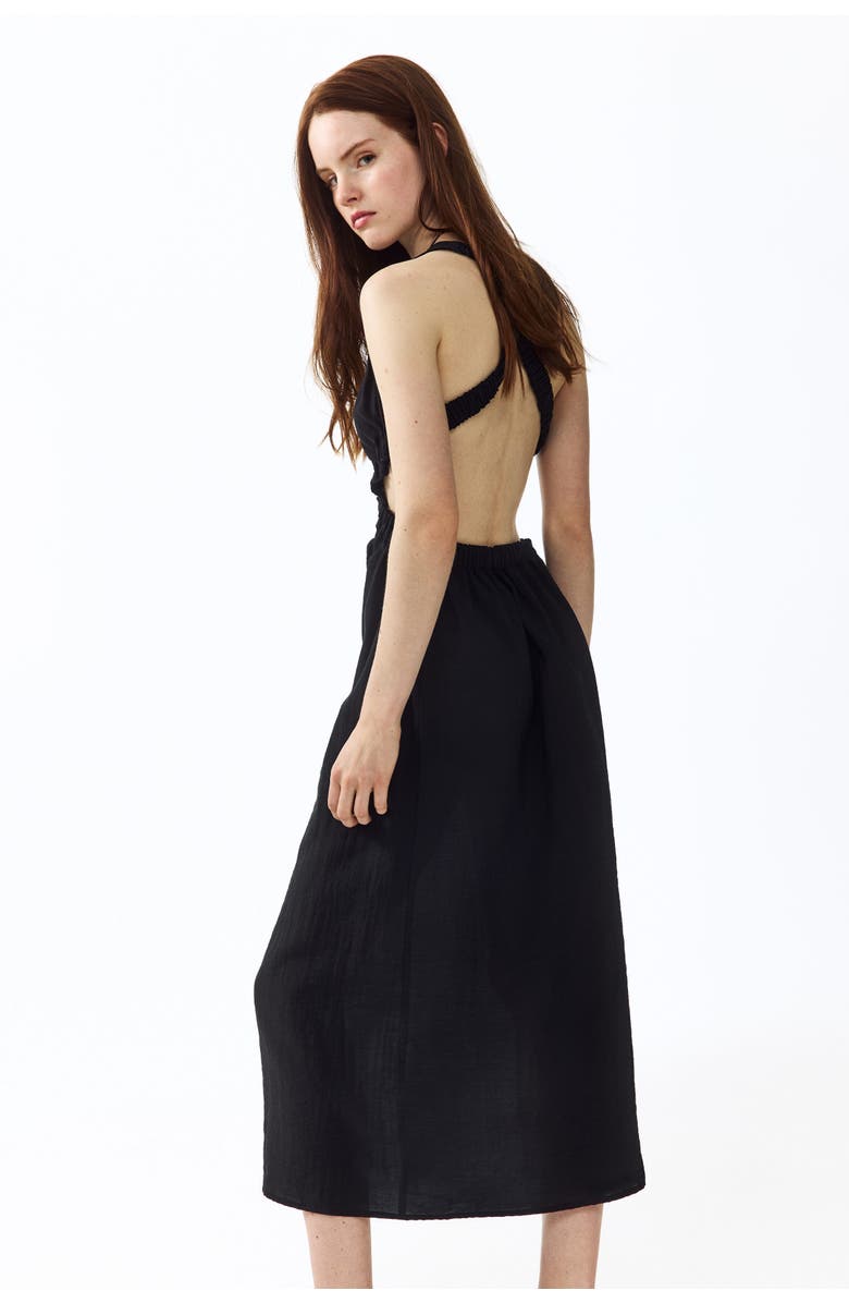 H&M Open-back Maxi Dress, Alternate, color, Black