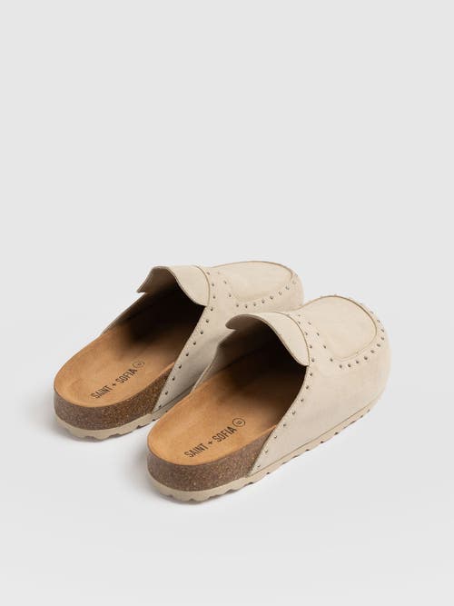 Saint + Sofia Etta Studded Clogs In White