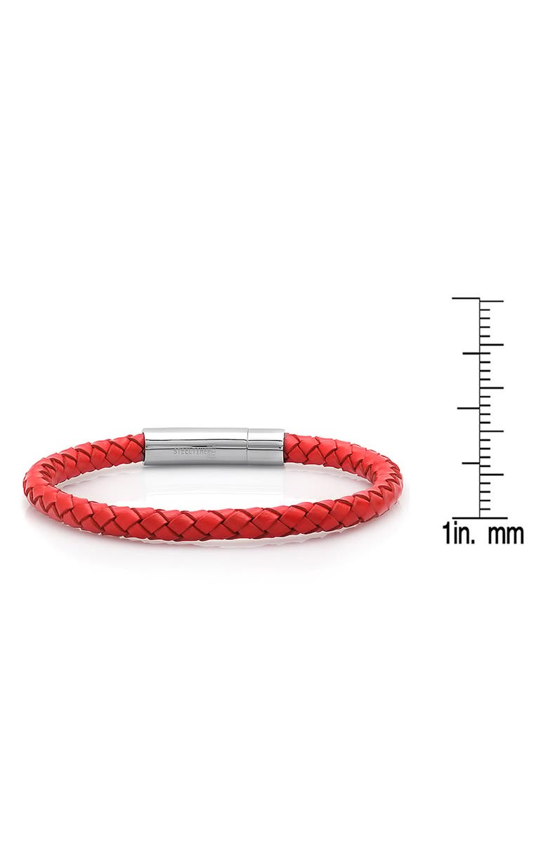 HMY JEWELRY Stainless Steel Charm & Braided Leather Bracelet, Alternate, color, 