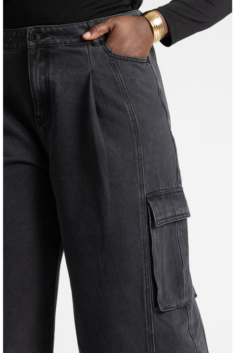 Wide Leg Cargo Jean, Alternate, color, BLACK WASH