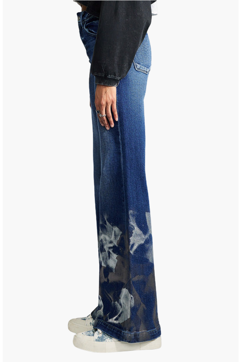 Rosaline Premier High Rise Holly Flare Jeans, Alternate, color, Dark Wash / Silver