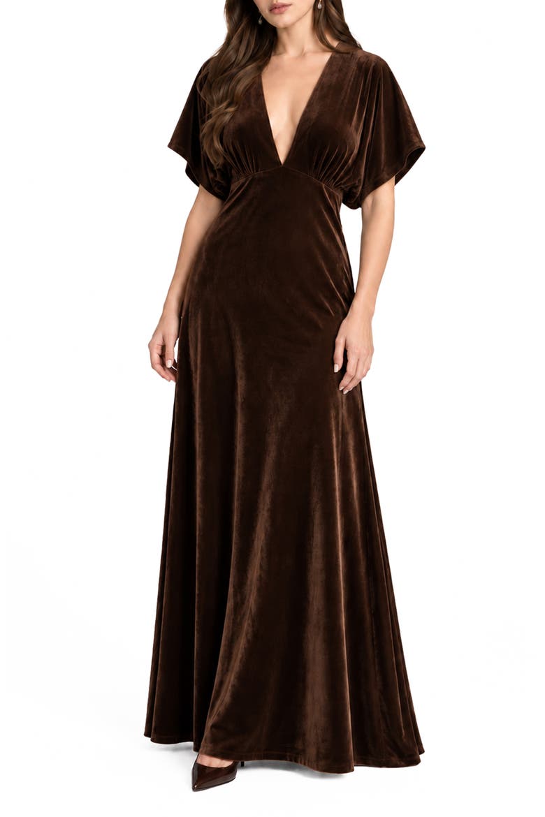 Paige Velvet Maxi Dress, Main, color, JAVA