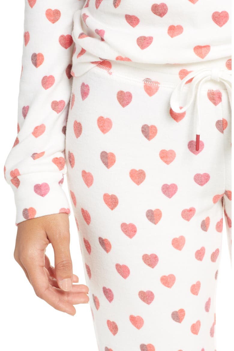 Heart Print Jogger Pajama Pants, Alternate, color, IVORY