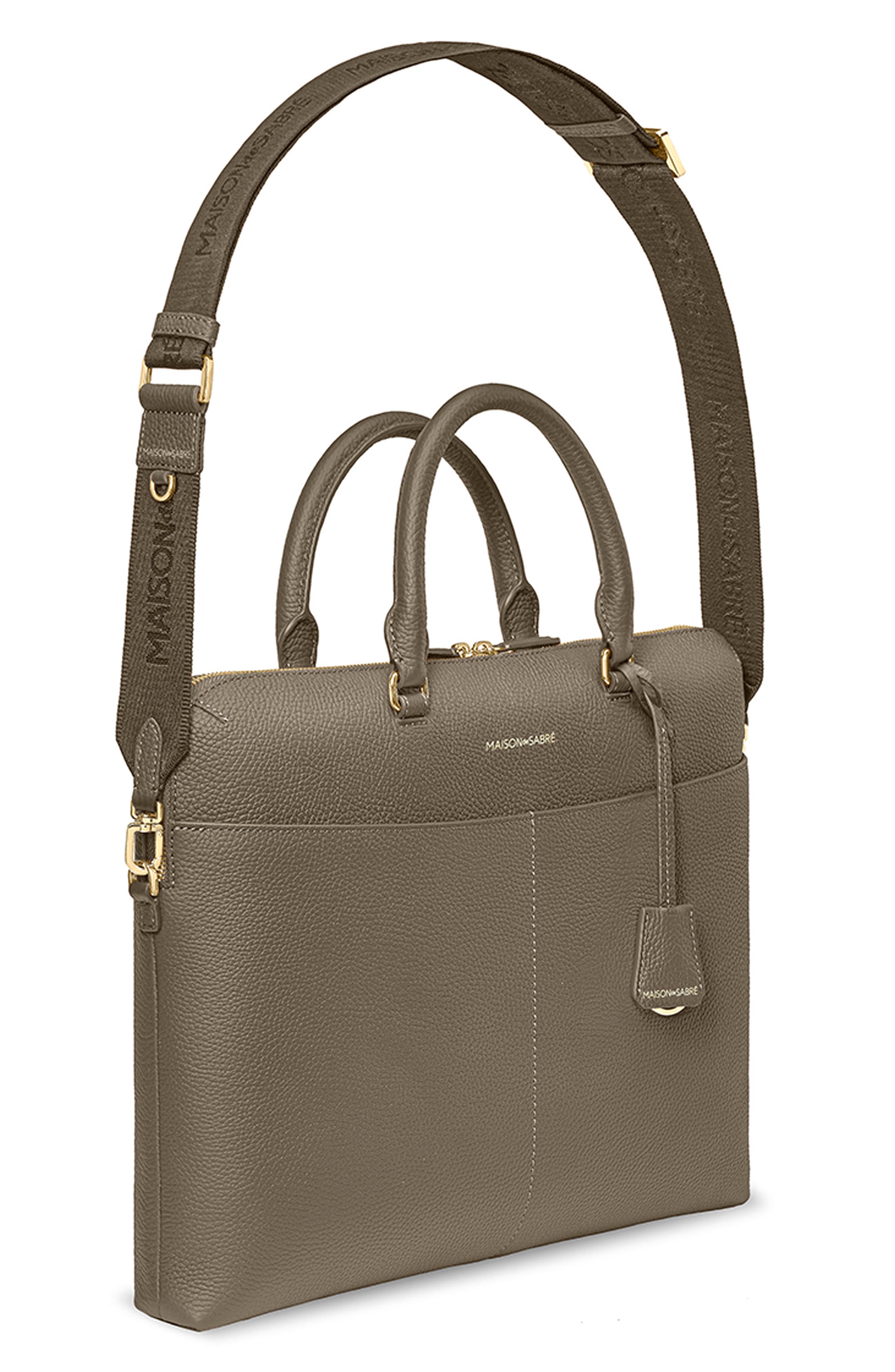 Leather Laptop Bag, Alternate, color, Cashmere Clay