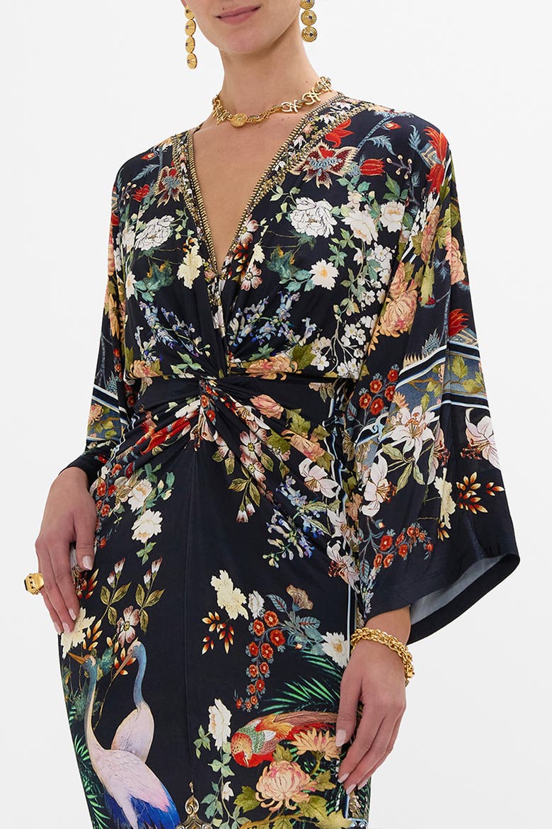 Long Split Front Twist Jersey Dress Palacio Poetry, Alternate, color, Palacio Poetry