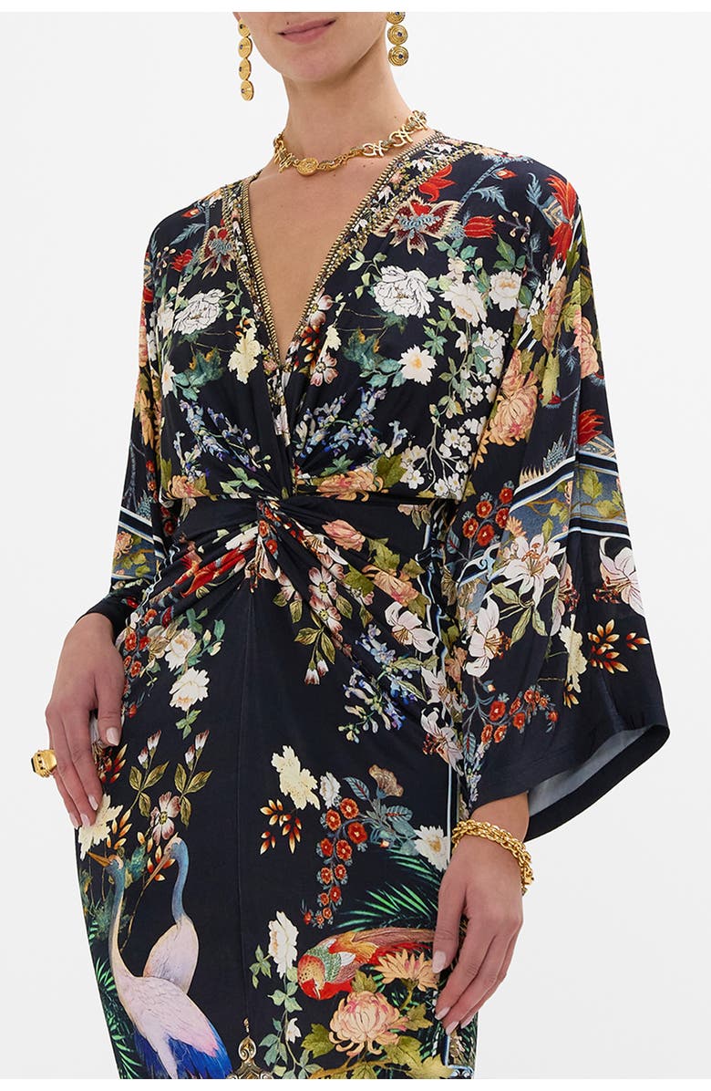 Camilla Long Split Front Twist Jersey Dress Palacio Poetry, Alternate, color, 