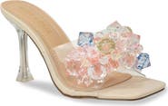 CHASE AND CHLOE Beaded Cluster Clear Sandal