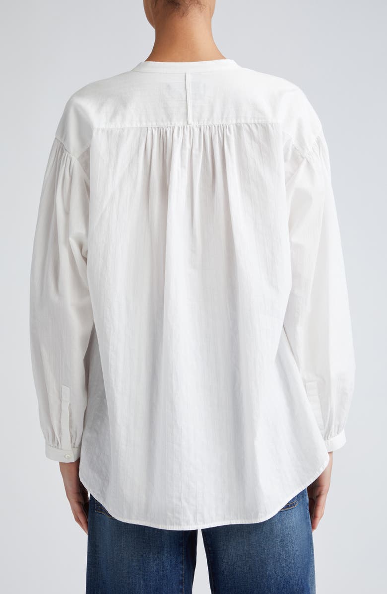 Nili Lotan Neville Cotton Popover Shirt, Alternate, color, Ivory Dobby Stripes