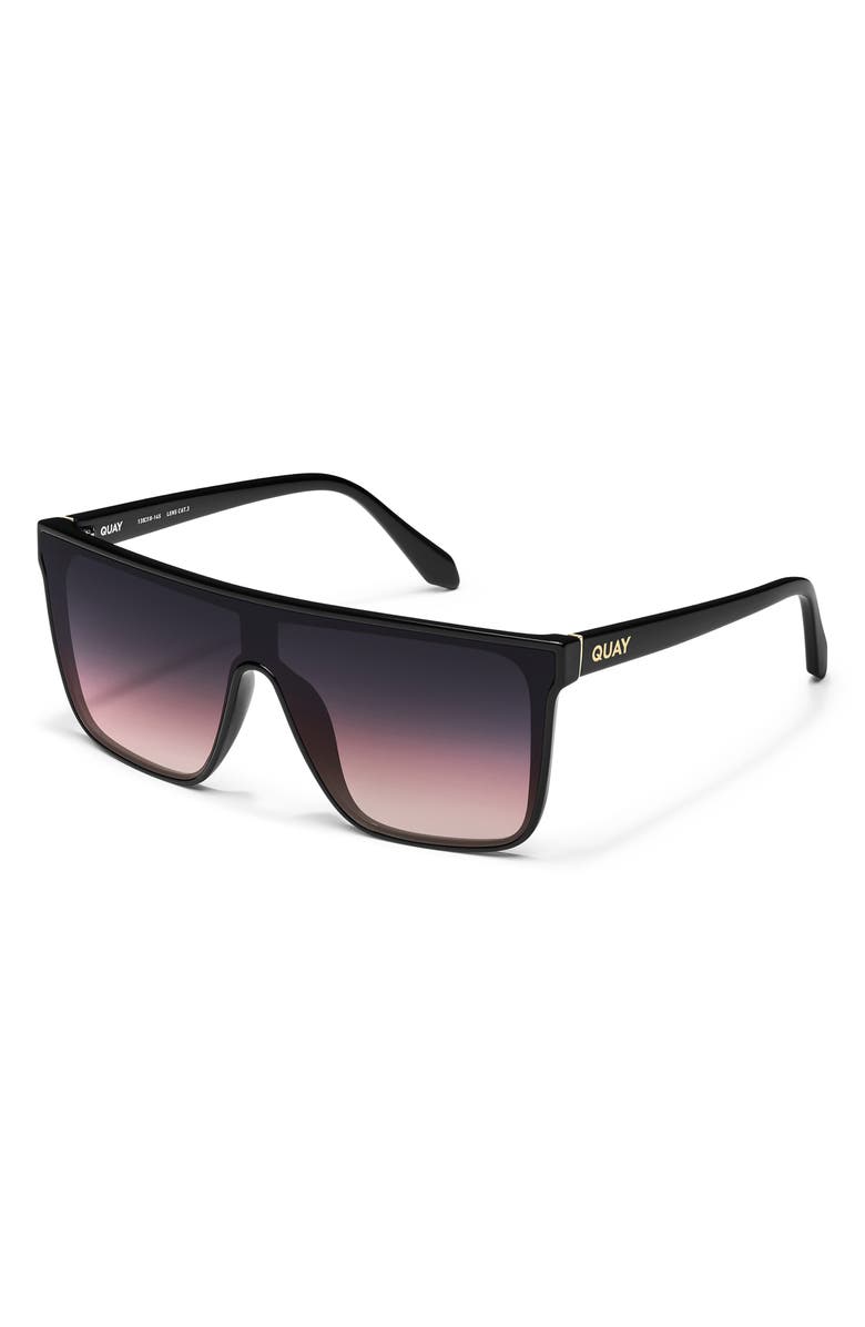 QUAY Nightfall Medium 138mm Shield Sunglasses, Alternate, color, Black/ Black Plum Pink