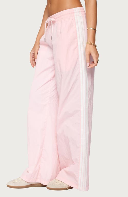 Edikted Annabella Low Rise Nylon Track Pants In Pink