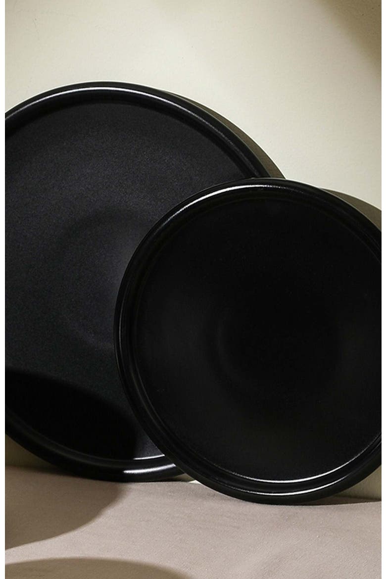 Eden Stoneware 4-Piece Dinner Plate Set, Alternate, color, Black