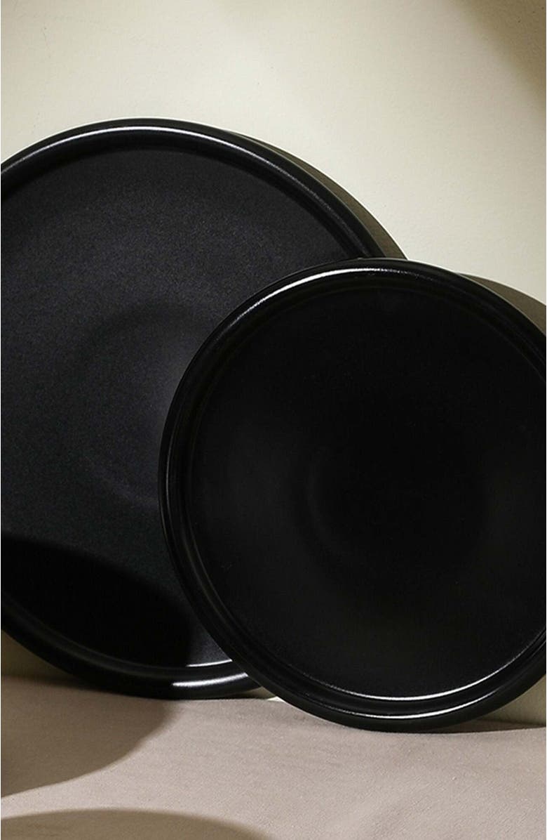 Stone Lain Eden Stoneware 4-Piece Dinner Plate Set, Alternate, color, Black