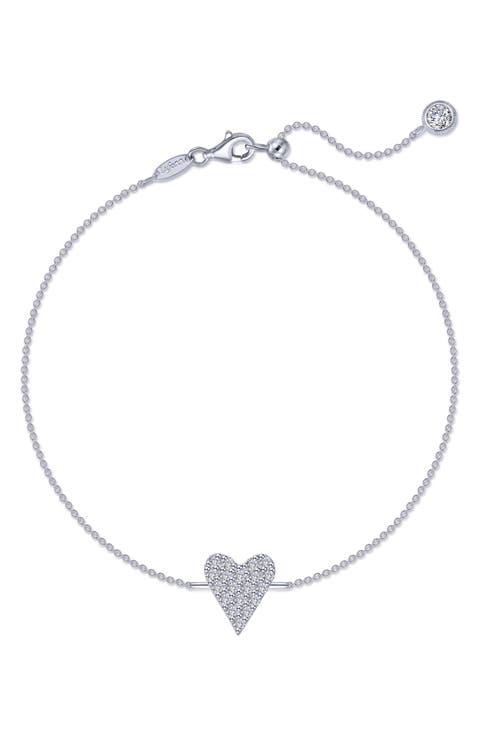 Simulated Diamond Heart Anklet