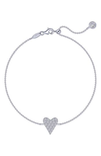 Lafonn Simulated Diamond Heart Anklet In Metallic