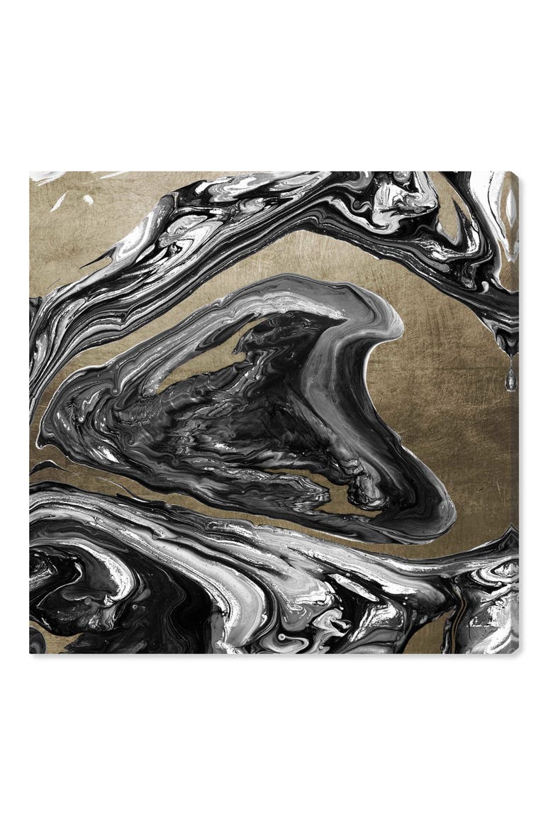 Agate Luxe Champagne Canvas Wall Art, Main, color, BLACK GOLD GRAY