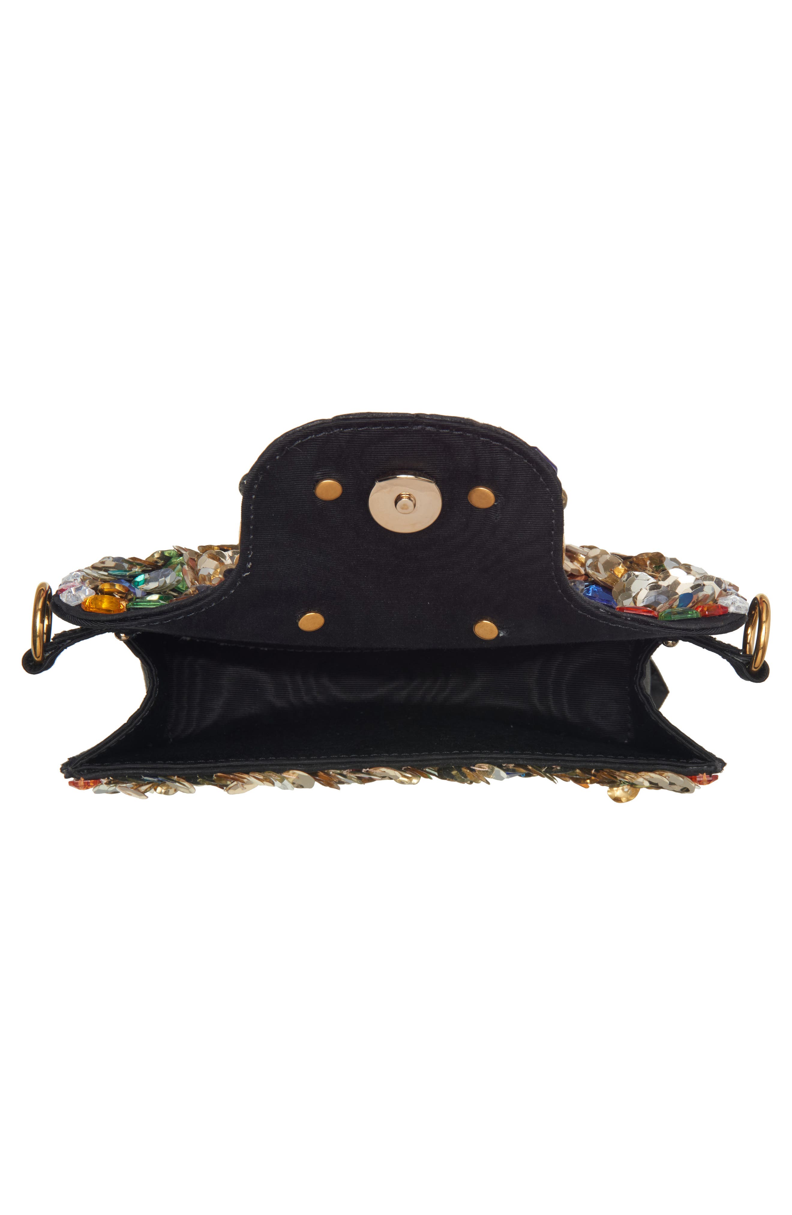 Valentino Garavani Small Locò VLOGO Paillette & Crystal Silk Satin Shoulder Bag, Alternate, color, Gold Multi