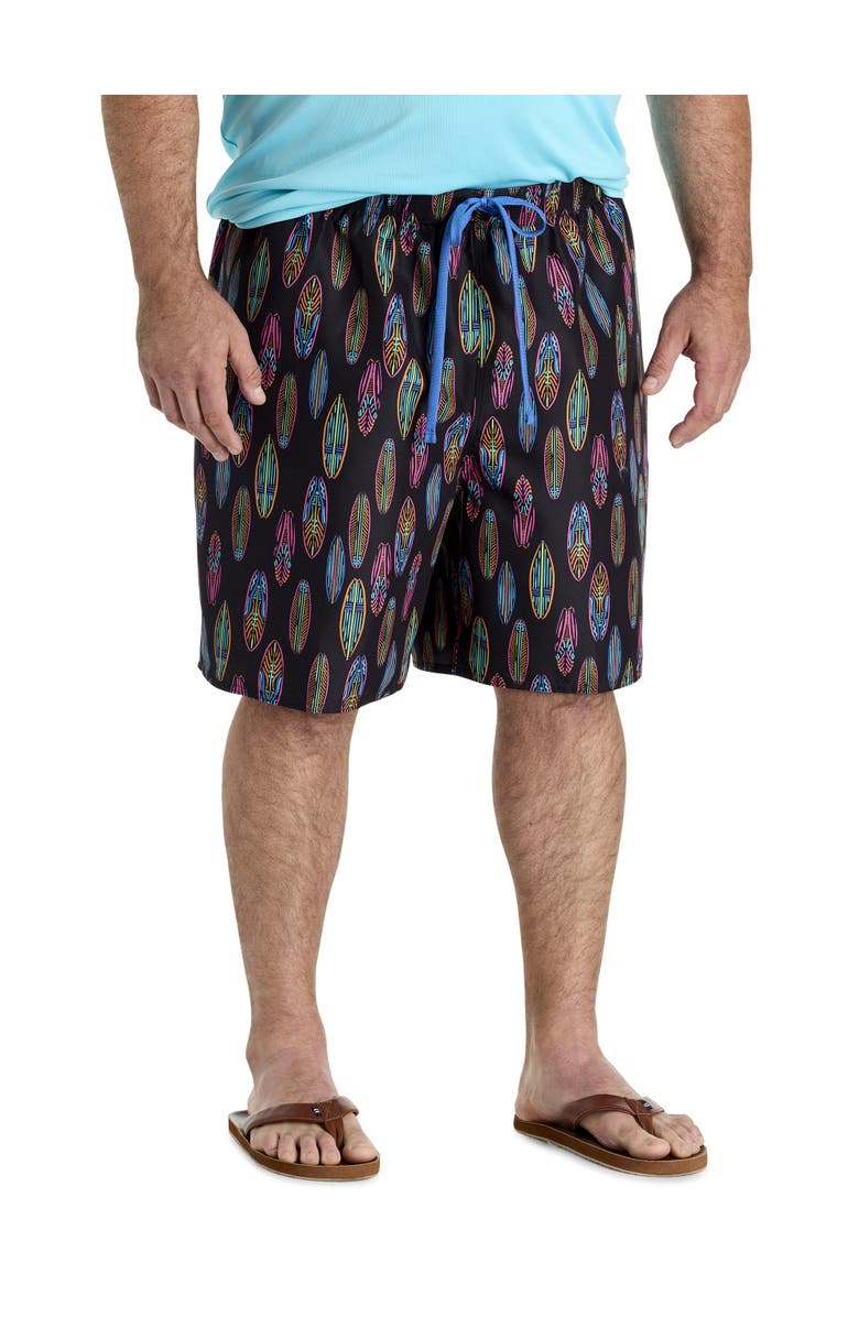 Harbor Bay by DXL Big & Tall Cowabunga Swim Trunks, Main, color, Black Multi