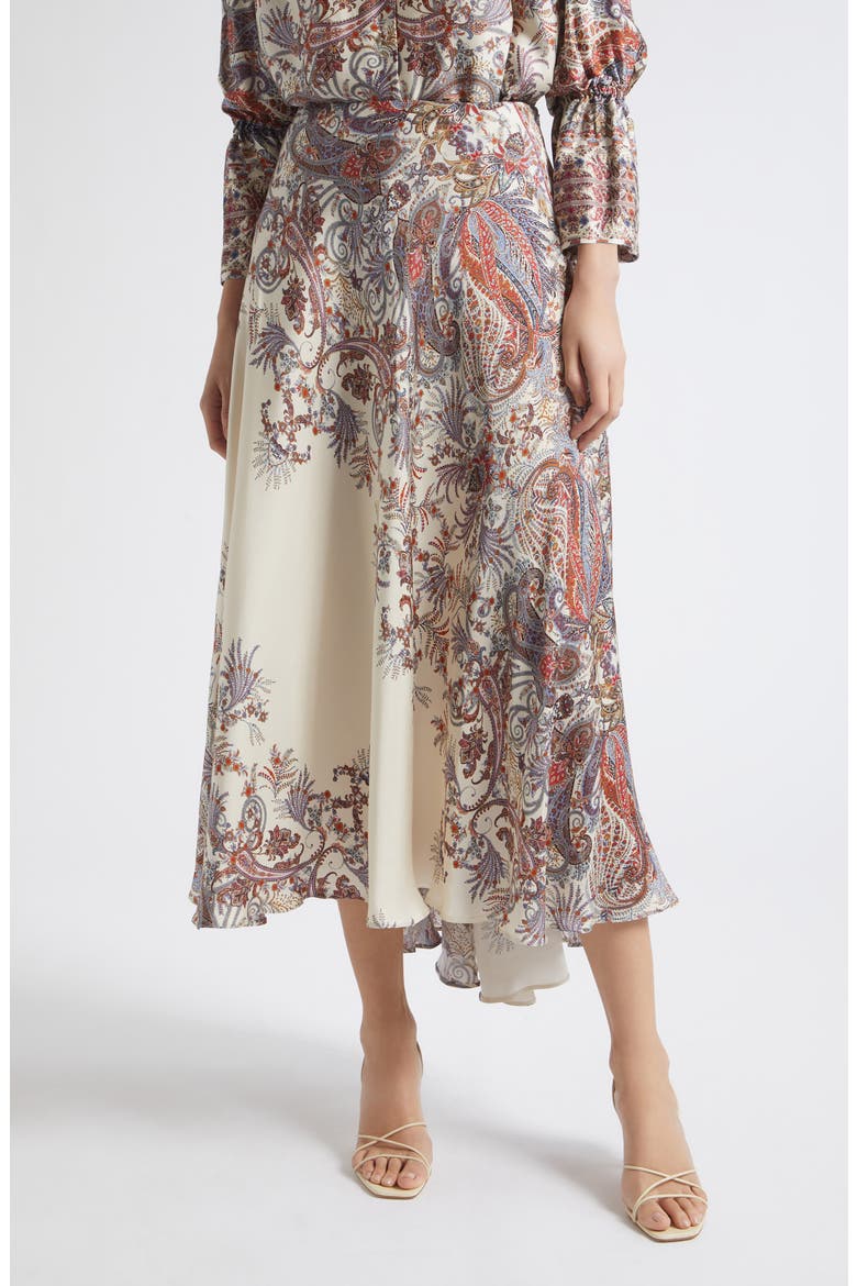 Decano Paisley Midi Skirt, Main, color, CREAM