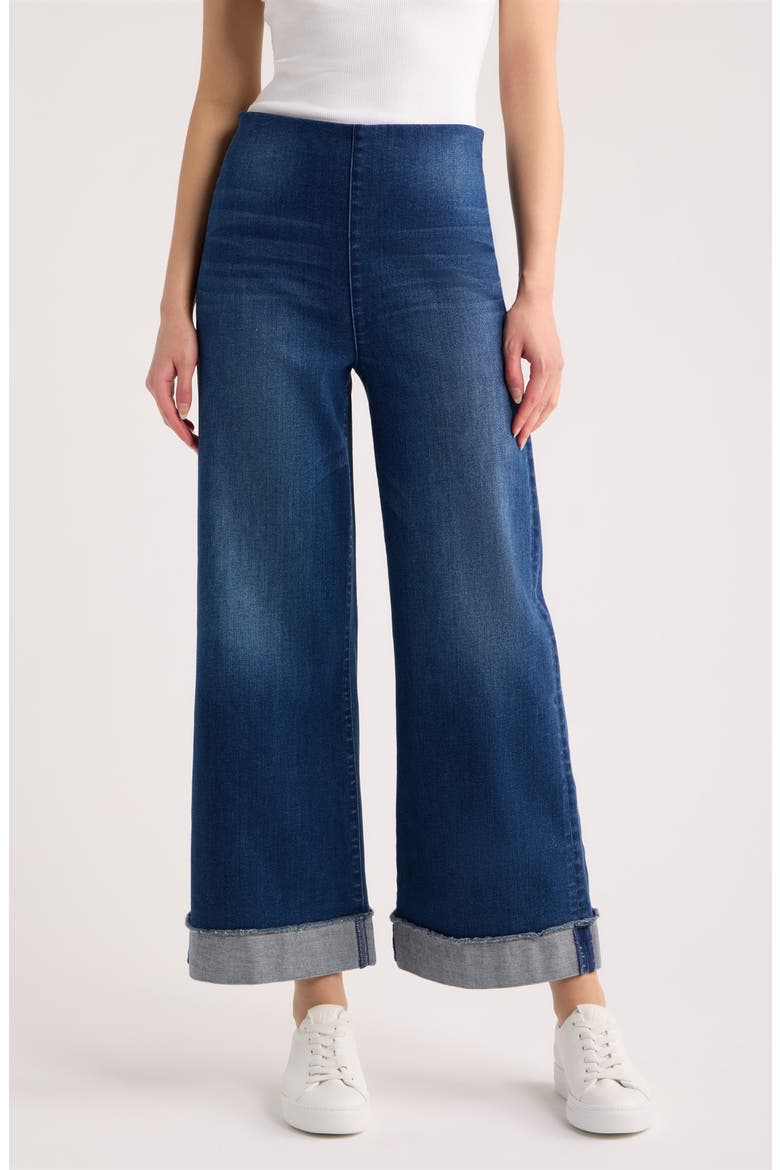 Illusion Mid Rise Wide Leg Jeans, Main, color, 1999 DARK BLUE WASH