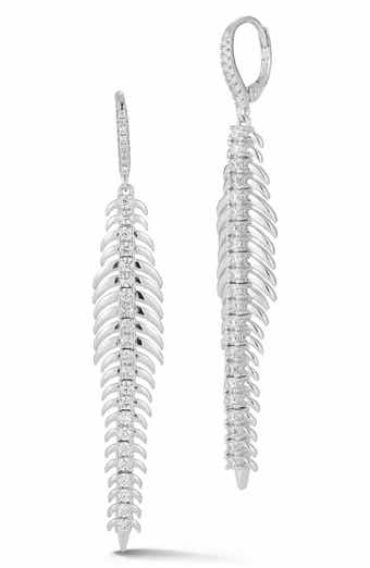 Feather Cubic Zirconia Drop Earrings