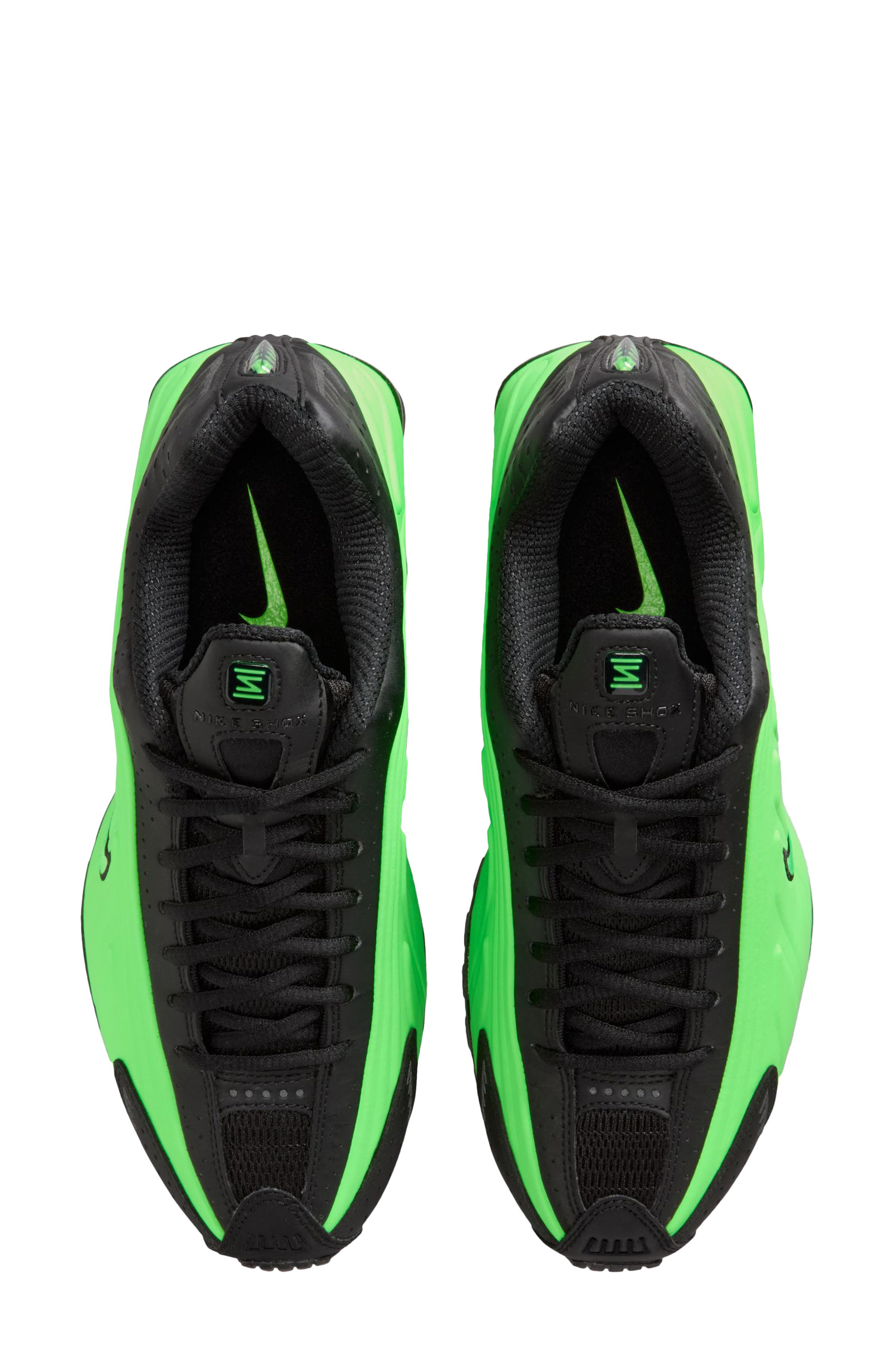 Nike Shox R4 Sneaker, Alternate, color, Black/ Voltage Green/ Black
