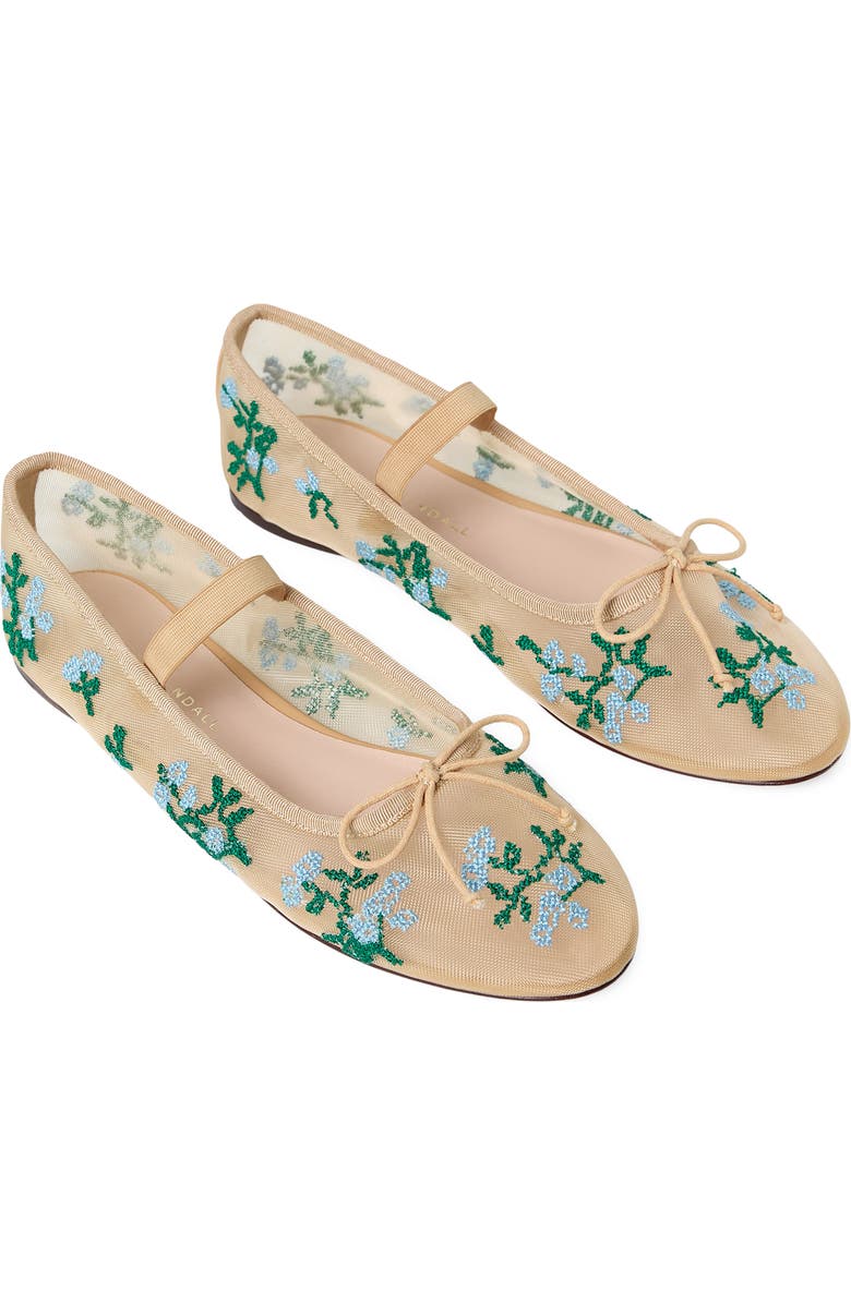 Loeffler Randall Leonie Mary Jane Flat, Alternate, color, Caramel/ Green/ Blue