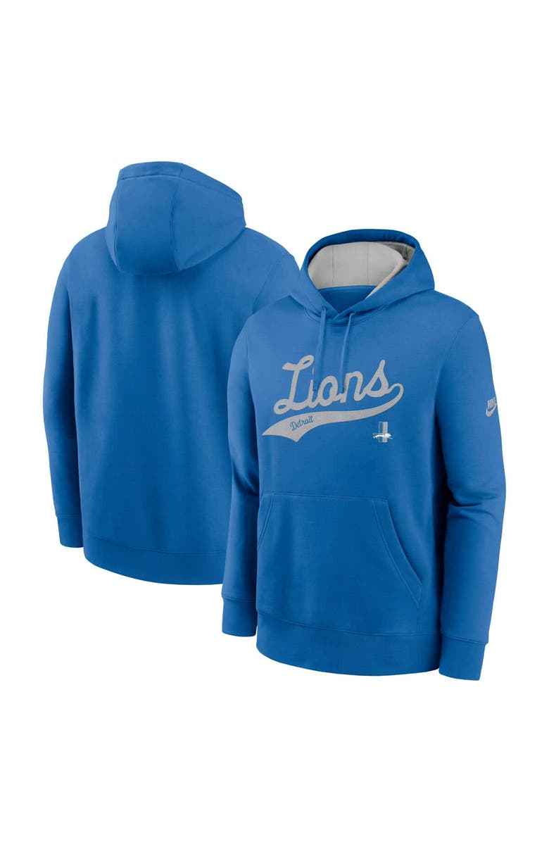 Nike Men's Nike Blue Detroit Lions Rewind Club Logo Pullover Hoodie, Alternate, color, Blue