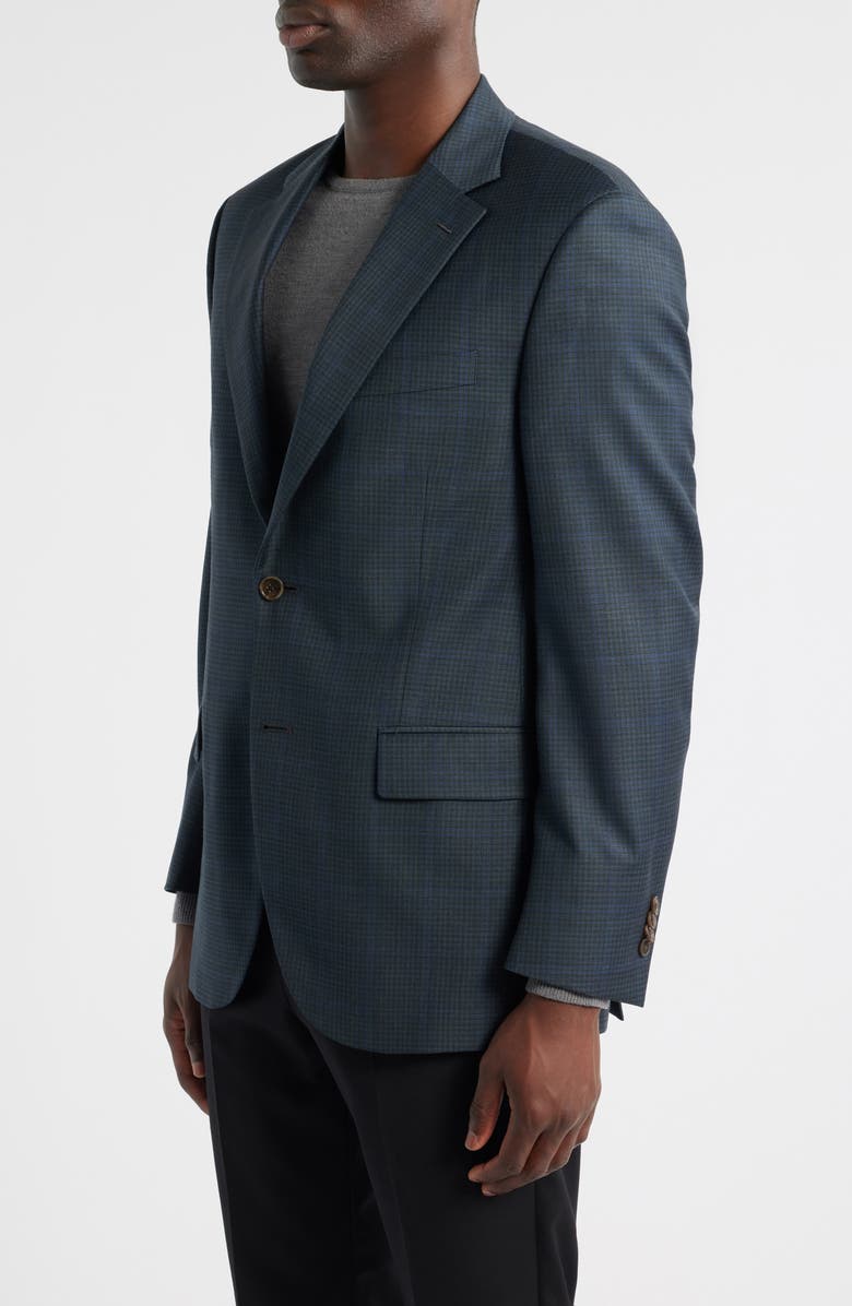 Peter Millar Flynn Classic Fit Dark Green Check Wool Sport Coat, Alternate, color, Green