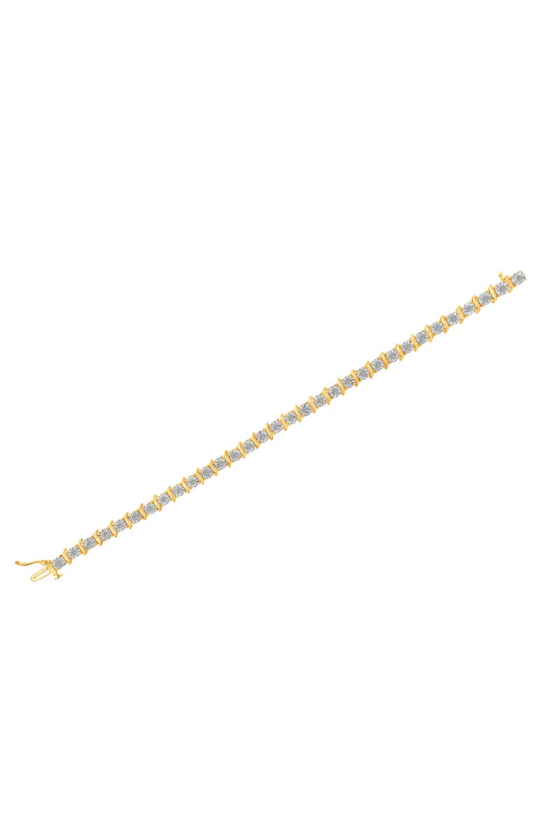 Haus of Brilliance Silver 1.0 Ctw Diamond S-Curve Link Miracle-Set Tennis Bracelet, Alternate, color, Yellow Gold Over Silver