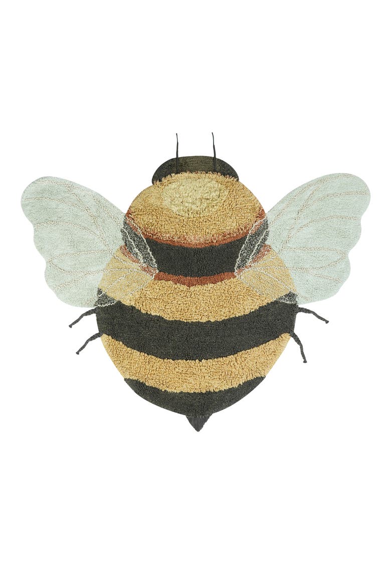 Bee Washable Cotton Blend Rug, Main, color, BLACK