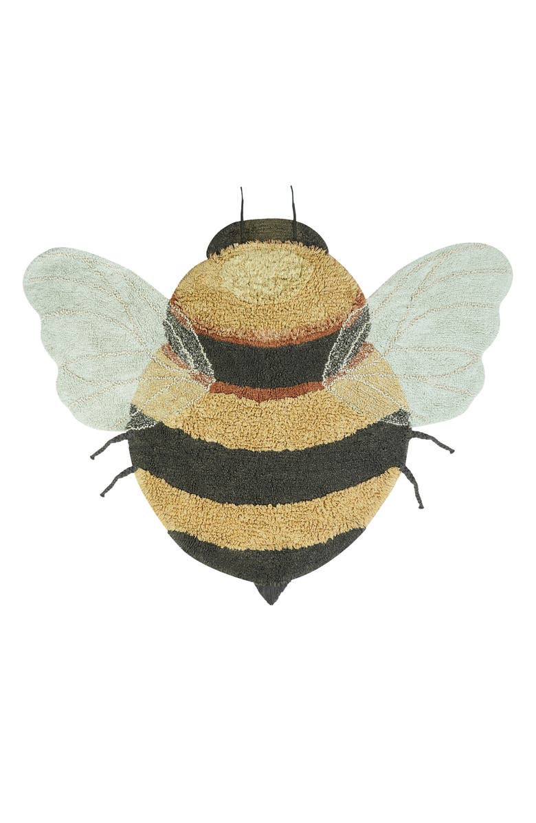 Lorena Canals Bee Washable Cotton Blend Rug, Main, color, Black