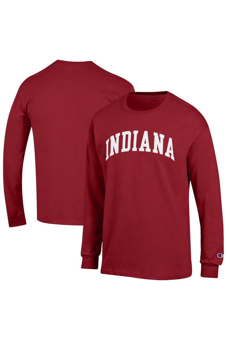 Men's Champion  Crimson Indiana Hoosiers Basic Arch Long Sleeve T-Shirt, Main, color, Crimson