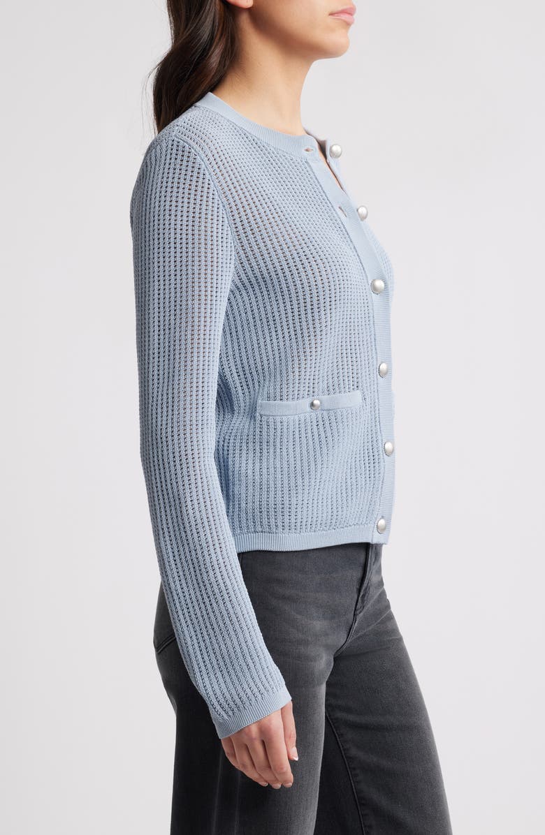 rag & bone Viola Open Stitch Cardigan, Alternate, color, Ltblue