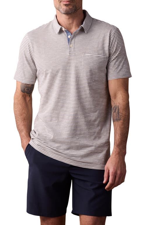 The Normal Brand Slub Pocket Polo In Moss Stripe