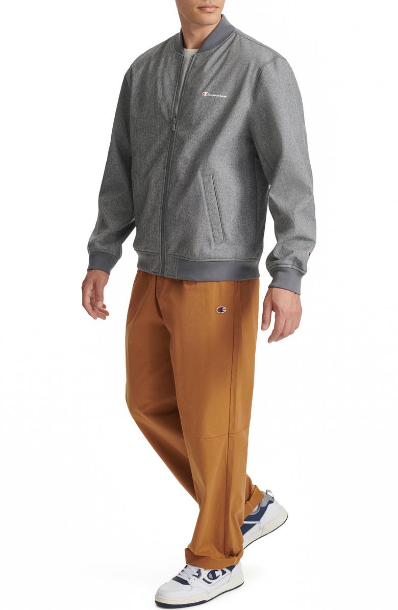 Champion Softshell Varsity Bomber Jacket, Alternate, color, Heather Grey