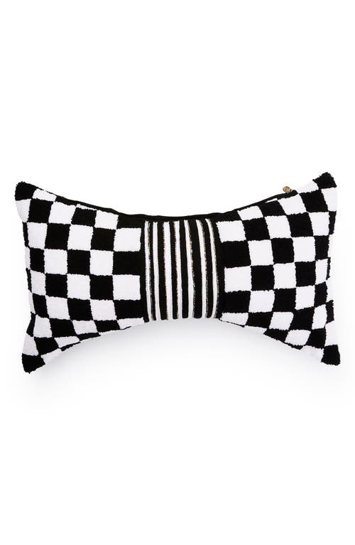 Mackenzie-childs Mackenzie Childs Black Check Bow Throw Pillow In Black