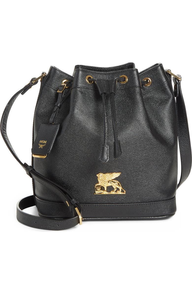 MCM Small RGB Leather Drawstring Bag, Main, color,