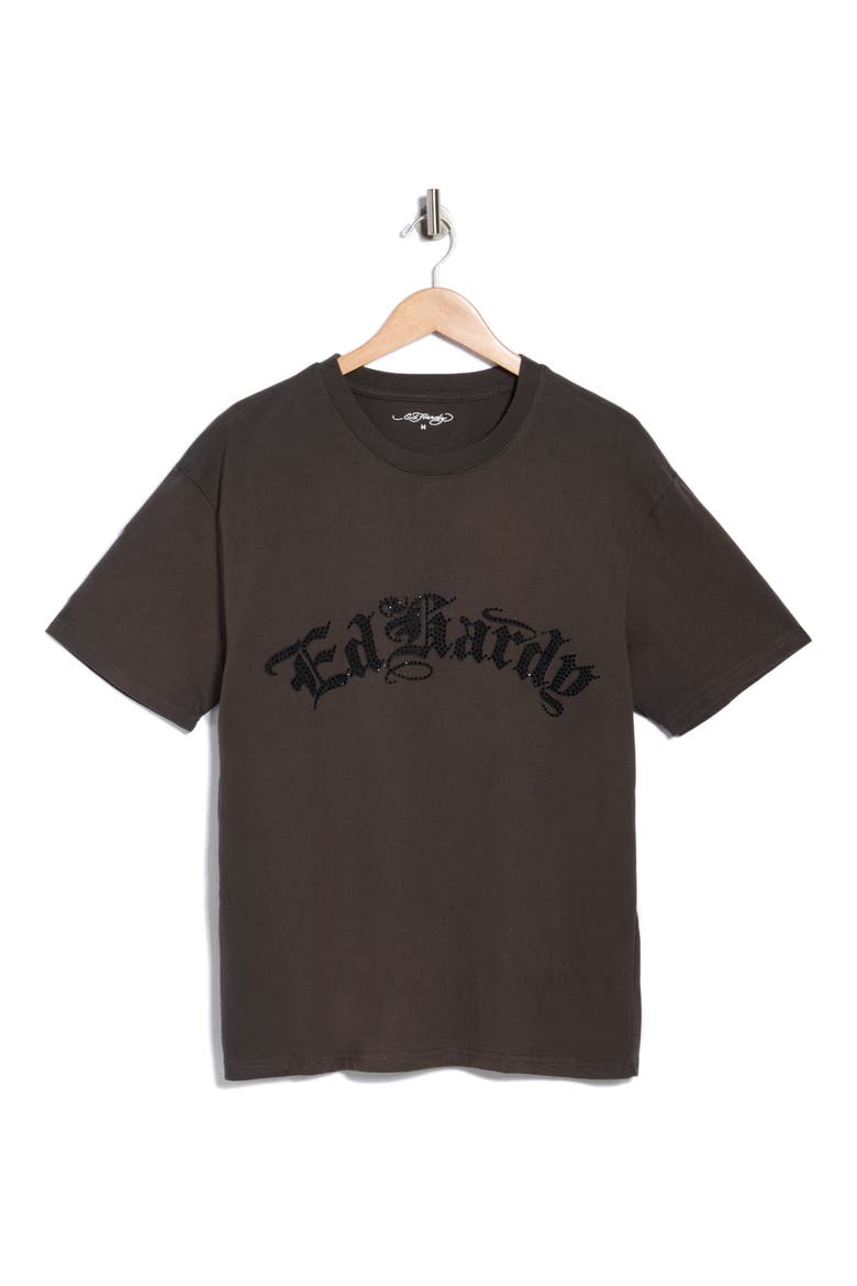 Rhinestone Panther Flame Graphic T-Shirt, Alternate, color, CHARCOAL