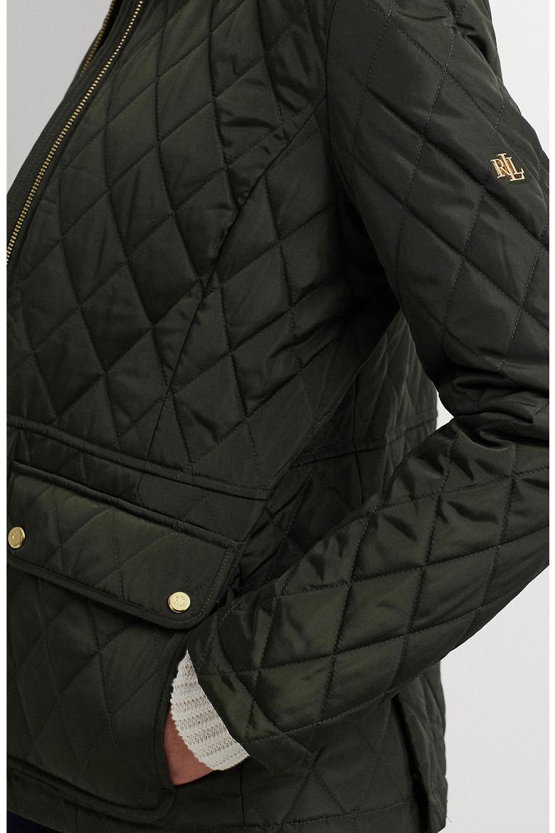 Berber Quilted Faux Shearling Trim Jacket, Alternate, color, LITCHFIELD LODEN