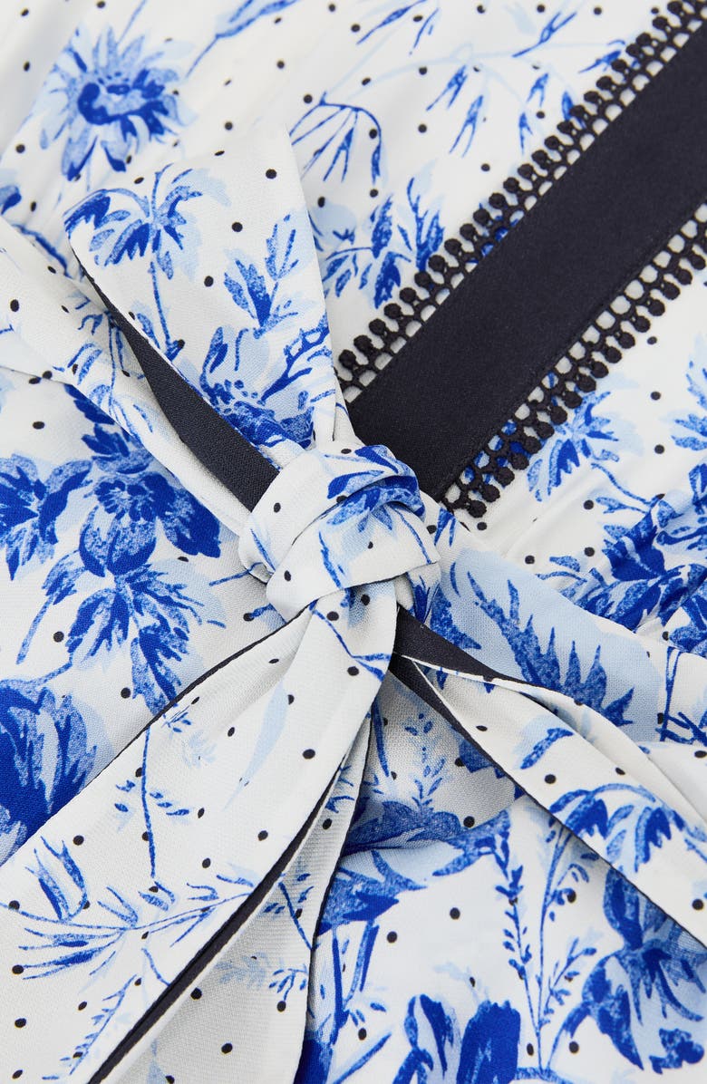 Reiss Anisa Floral-Print Belted Minidress, Alternate, color, Ivory/ Blue