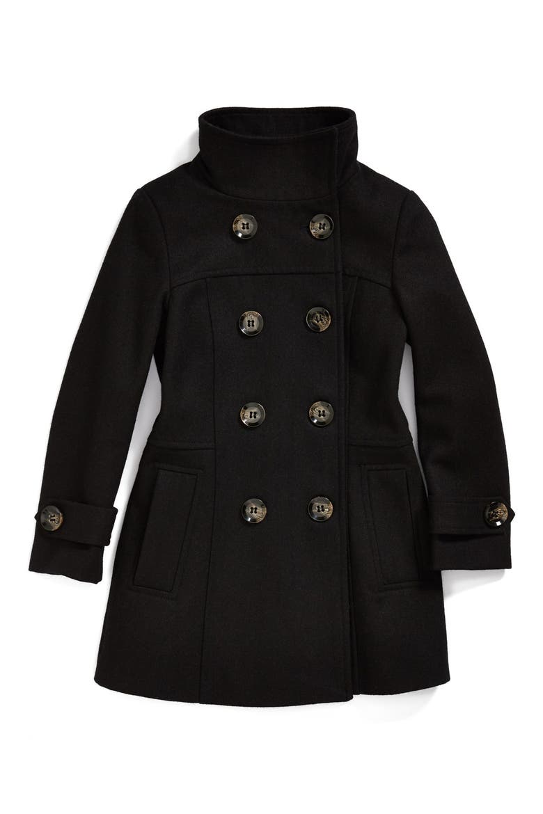 Double Breasted Coat, Main, color, BLACK