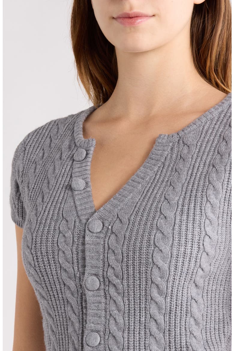 Liana Cable Cardigan, Alternate, color, HEATHER GREY