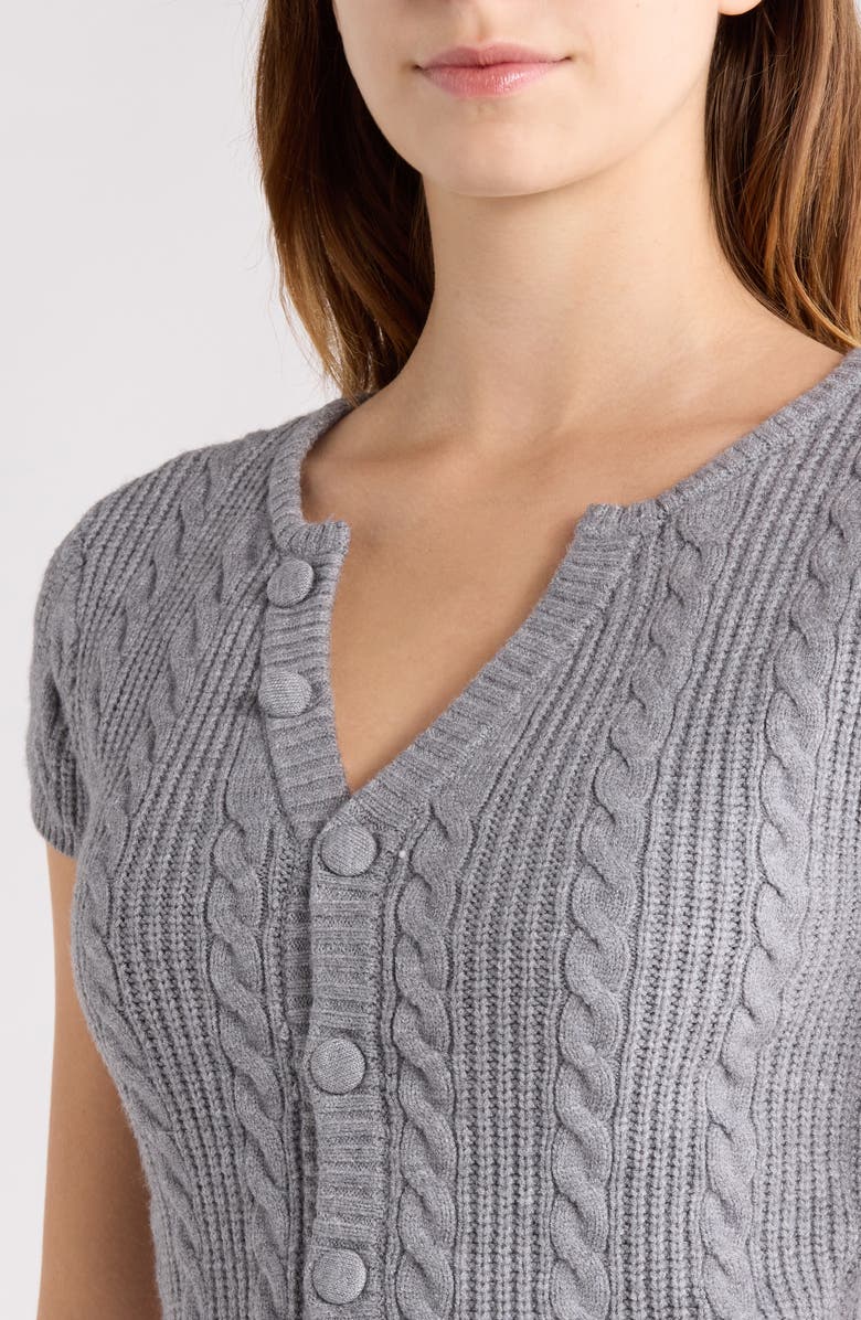 PacSun Liana Cable Cardigan, Alternate, color, Heather Grey