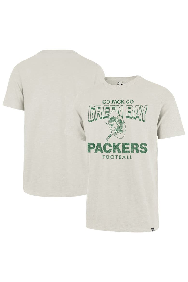 Men's '47  Natural Green Bay Packers Head On Scrum Slub T-Shirt, Main, color, Natural