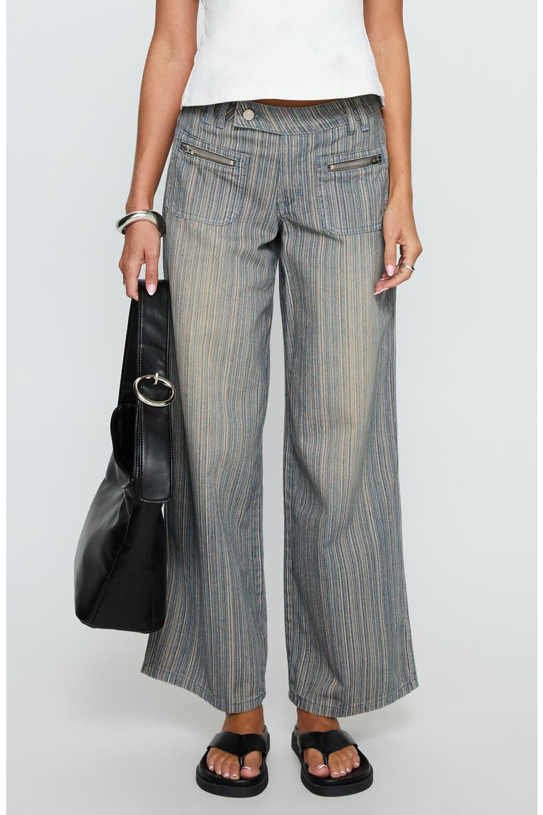 Lifetimes Mid Rise Wide Leg Jeans, Main, color, DARK BLUE STRIPE
