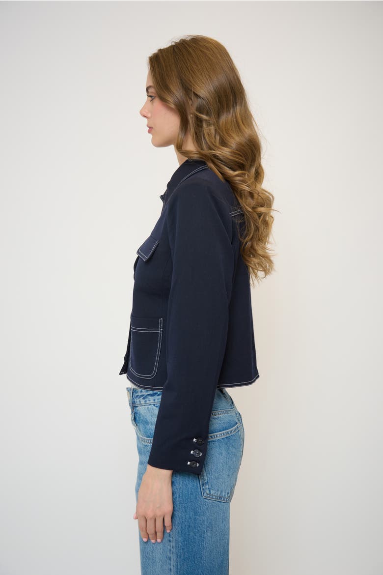 Franki Topstitch Lady Jacket, Alternate, color, NAVY