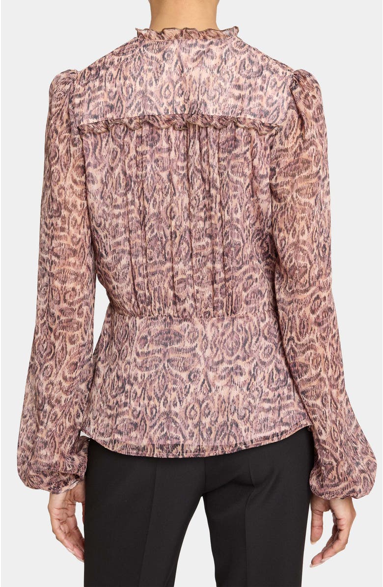 Santorelli Lana Long Sleeve Ruffle Top in Paisley Printed Georgette, Alternate, color, Dusty Lilac Multi